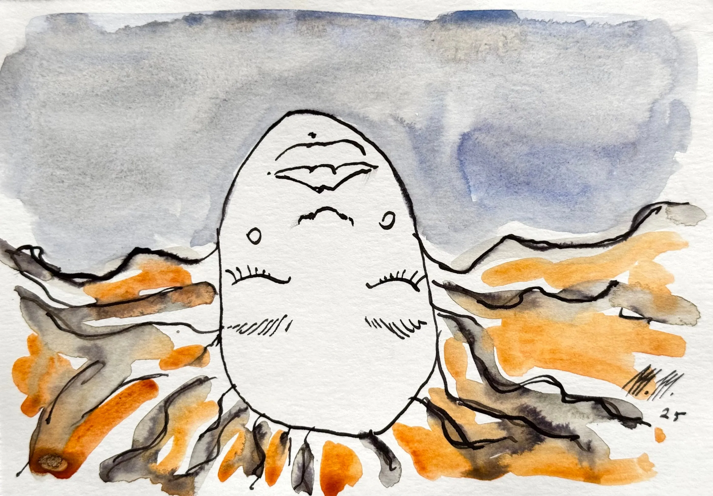 Sans titre, 2025, encre et aquarelle sur papier