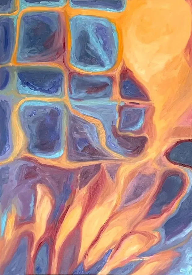 Hladina I, 2024, olej na plátně, 70 × 100 cm