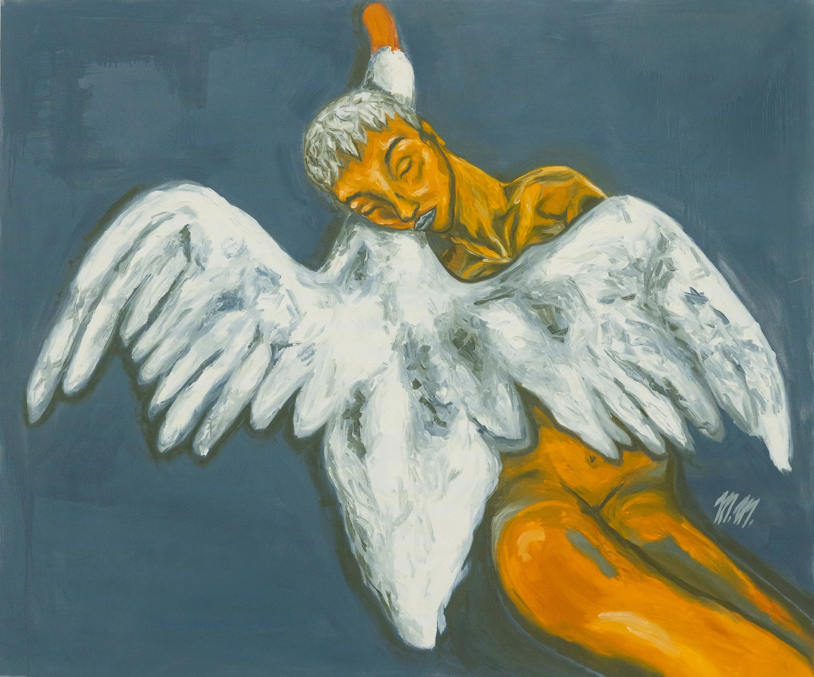 Leda, 2024, olej na plátně, 100 × 80 cm