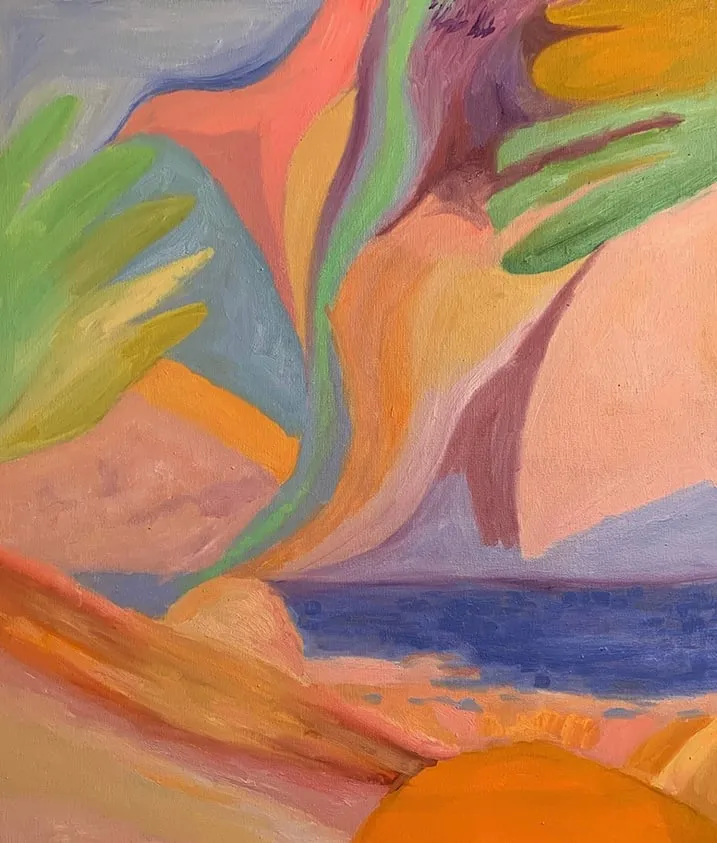 Oboustranná abstrakce, 2023, olej na plátně, 60 × 70 cm