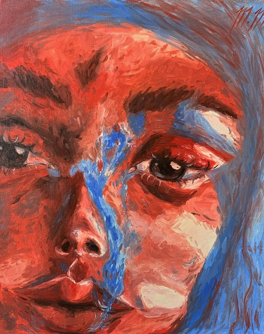 Utápění, 2022, olej na plátně, 40 × 50 cm